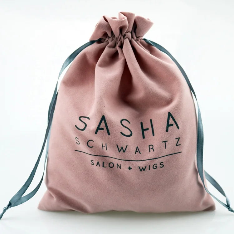 Custom Large Velvet Suede Drawstring Jewelry Packaging  Pouch Bag with logo