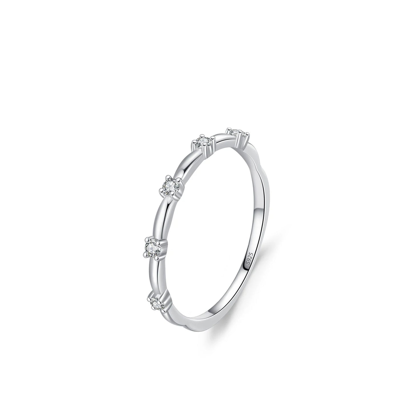 Wholesale Trendy 925 Sterling Silver Ring Rhodium Plated Zircon Fine Jewelry for Women's Weddings Parties Cut Stone Engagement