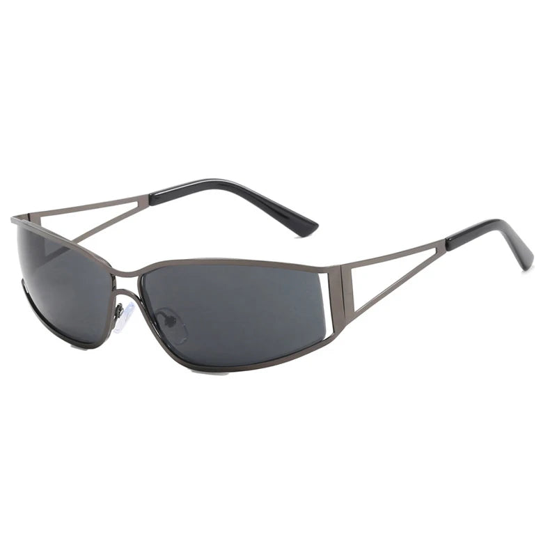 8037 Retro Metal Frame Square Sunglasses for Women 2024 Punk Hollow Y2k Sunglasses Woman New Rectangle Gothic Colorful Eyewea