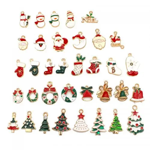 DIY Gold Color Plated Zinc Alloy Enamel Christmas Jewelry Pendants Christmas Design with Rhinestone 1627909