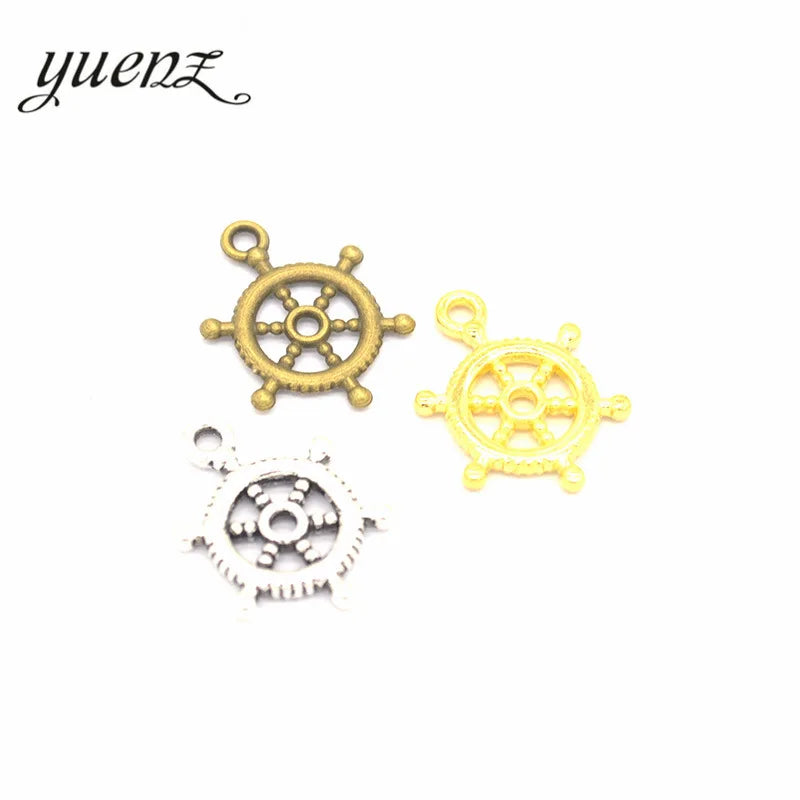 YuenZ Antique Silver Plated Rudder Charms Metal Pendants for Jewelry Making DIY Handmade Craft 18*15mm H24