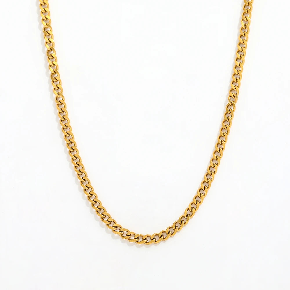 Fenny Wholesale PVD Plated No Fade Versatile Minimalist Cuban Basic Stainless Steel Choke Chain Necklace for Women