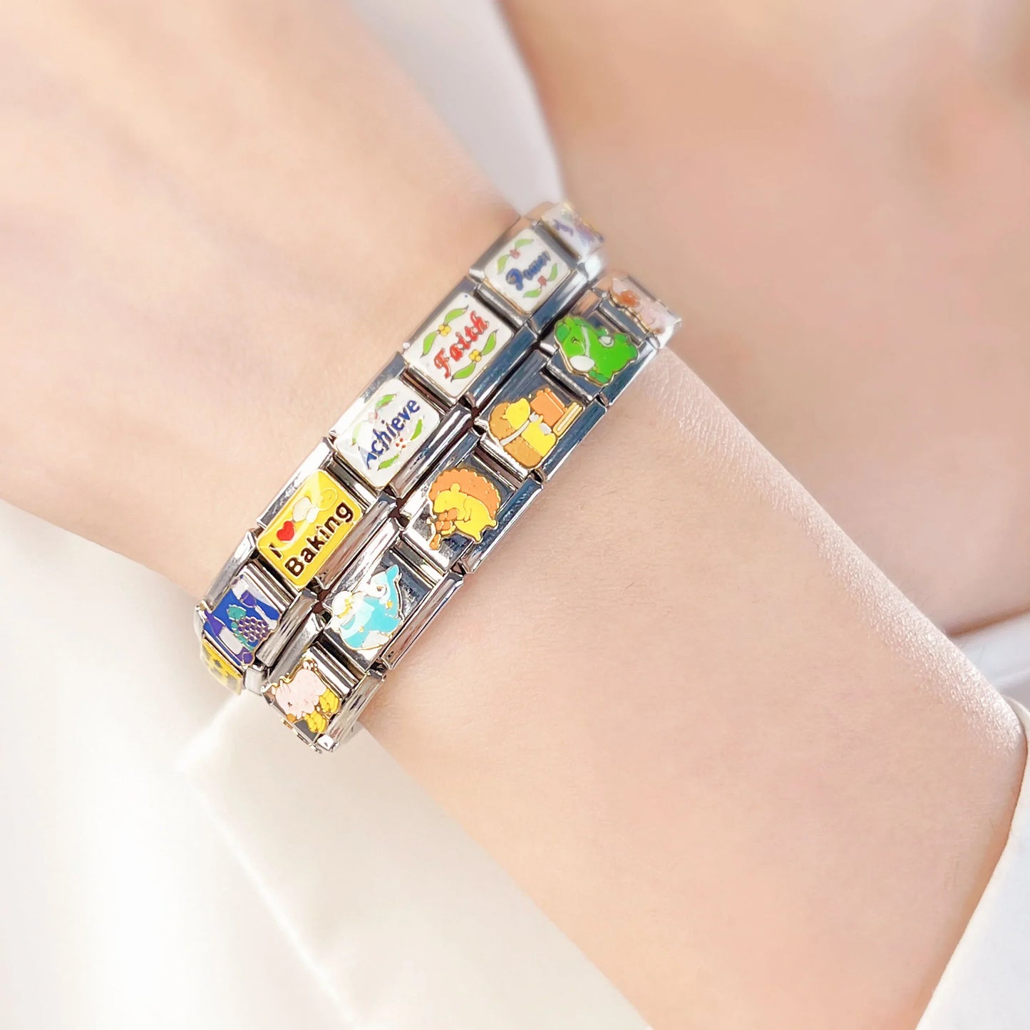 Hapiship 2024 Fashion Faith Power Achieve Travel Charm Italian Links Fit 9mm Bracelet Stainless Steel Making DIY Jewelry DJ66