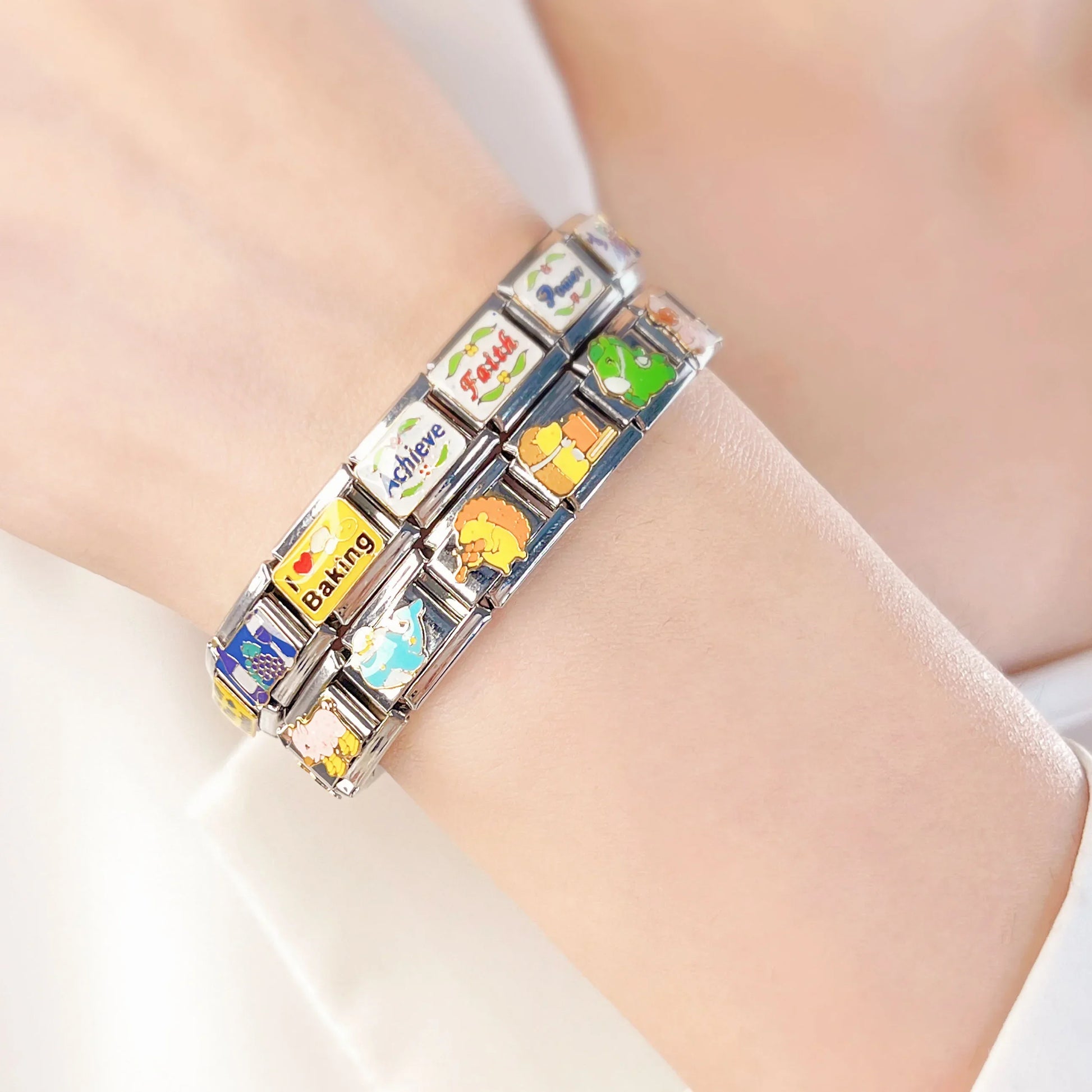 Hapiship 2024 Fashion Faith Power Achieve Travel Charm Italian Links Fit 9mm Bracelet Stainless Steel Making DIY Jewelry DJ66