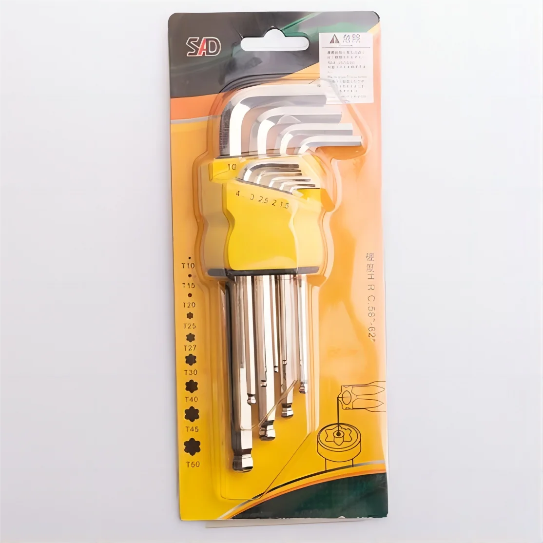 T10 T15 T20 T25 T27 T30 T40 T45 T50 Carbon Steel L-Type Hex Key Set 9-Piece DIY OEM Industrial Grade GDTYF Brand