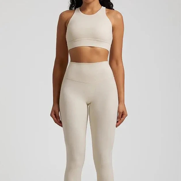 New Casual Sports Yoga Suit for Women Wearing Pilates Beautiful Back and Nude Fitness Suit Set