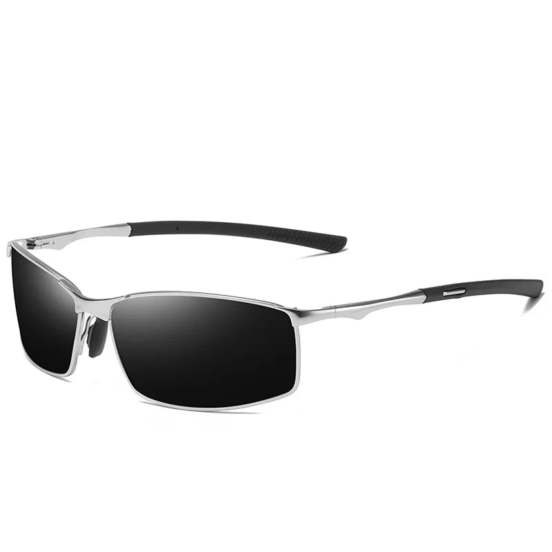 Unisex Fashion Alloy Rectangle Photochromic Sunglasses Tac Lenses Polarized Night Vision Goggles for Men's Driving