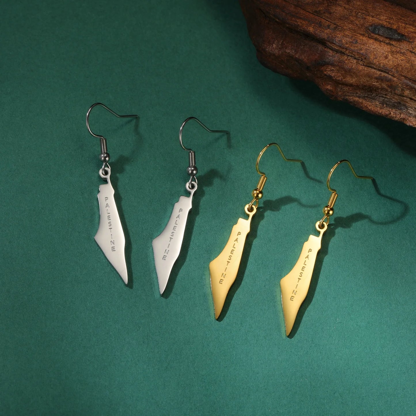 Palestine Stainless Steel Drop Earrings for Women Gold Color Palestinians Ethnic Map Earrings Jewelry Wholesale