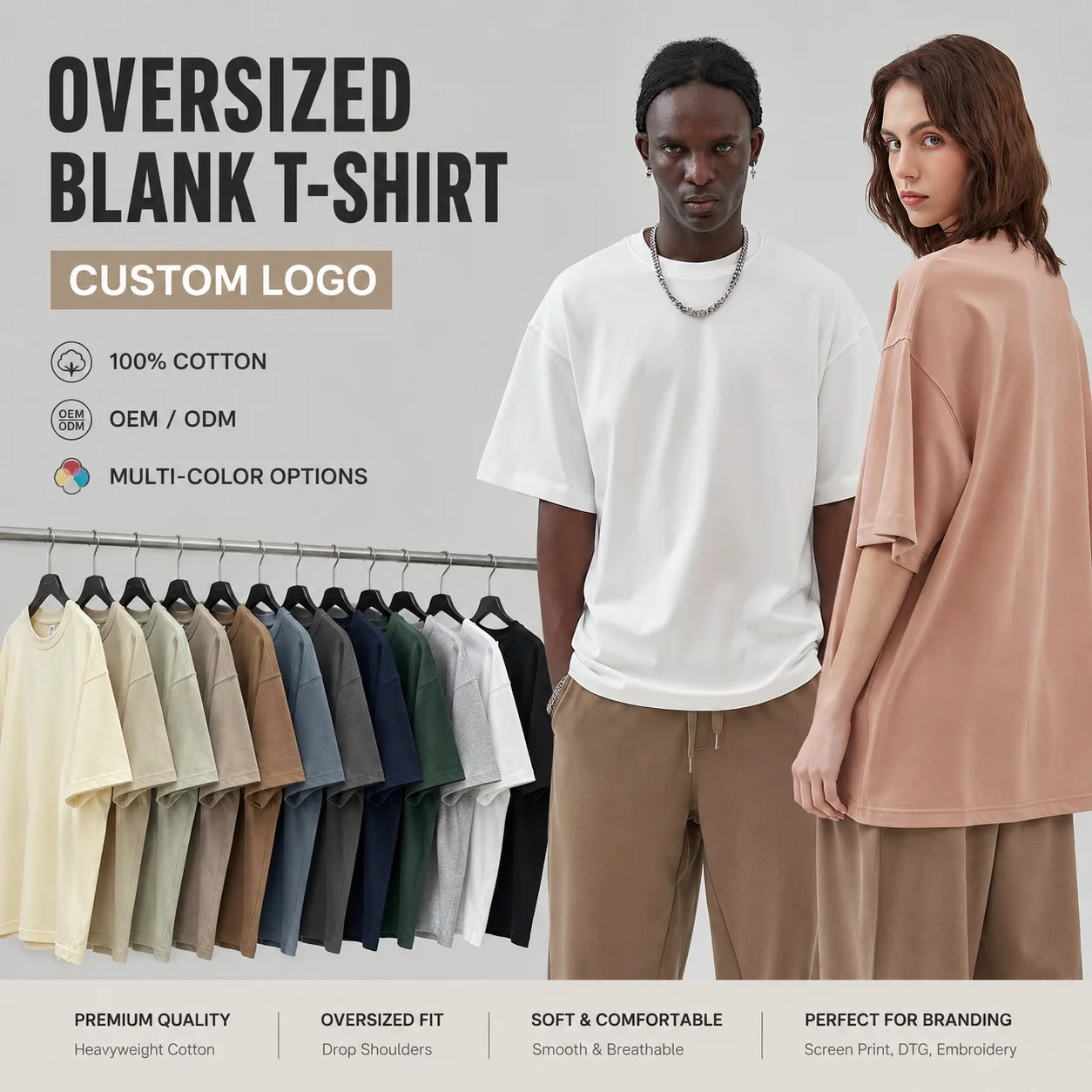 Custom Cut Sew 100 Cotton Mens Oversize T Shirt Solid Heavyweight Graphic Printing Plus Size High Quality Streetwear Top