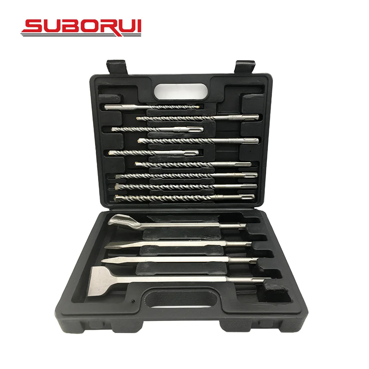 BORUI 13pcs SDS PLUS Hammer Drill Bits Set Chisels Set Concrete Wall Brick Block Masonry Drill Bits Set
