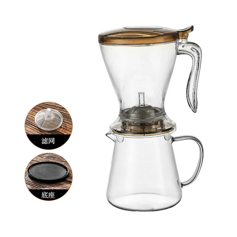 Stocked Lower MOQ 600ML 20 oz Customized Magic Tea Maker Leaf Tea Steeper Bottom Dispensing Teapot Easy Tea Infuser with coas