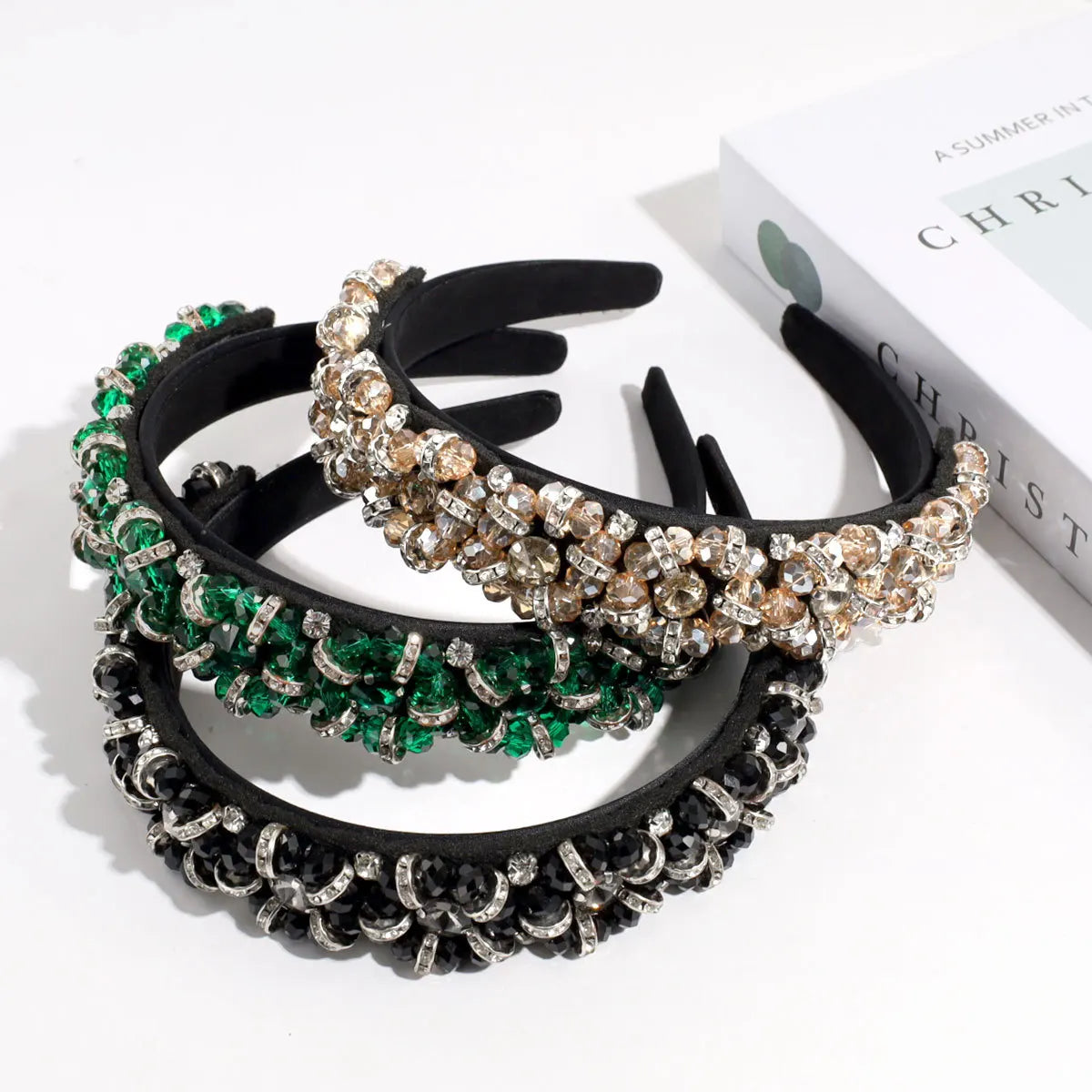 2024 New Fashion Design 3 Cm Wide Bling Baroque Hairband Luxury Crystal Stones Beaded Bridal Headbands for Party Events