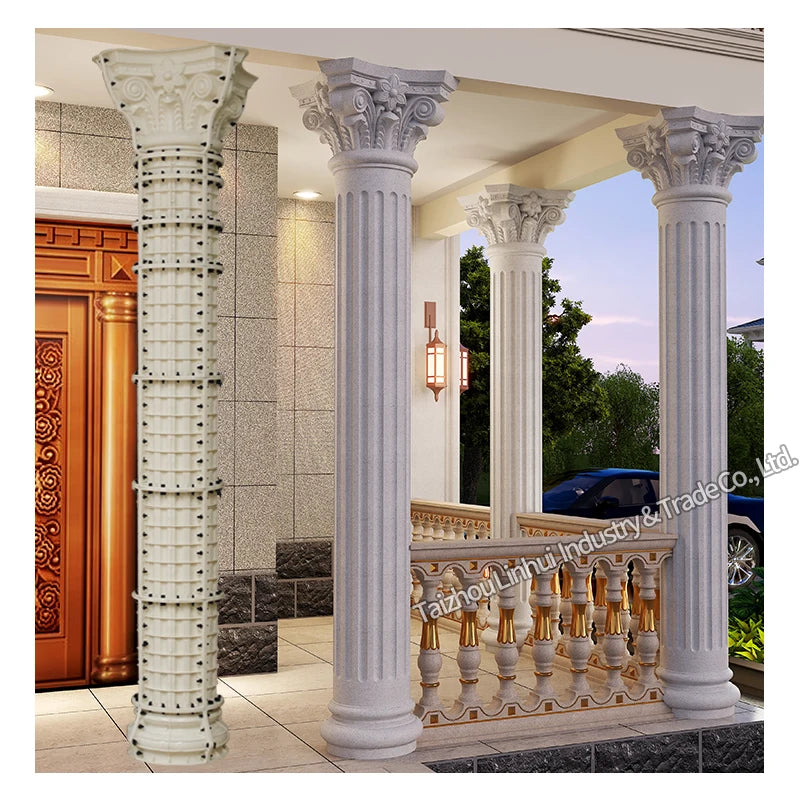 25cm X 340cm Concrete Mold   Roman Column Pillar Plastic Decorative Round Casting Post Precast Abs Cement Construction House 