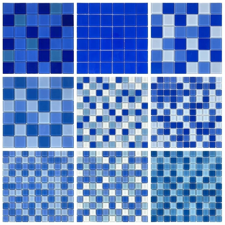 Fashion Cheap Building Materials Swimming Pool Blue Mosaic Tiles Glass Mosaic