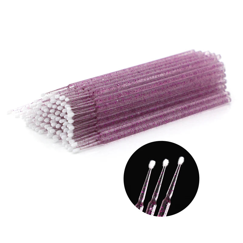 100 Pcs Plastic Applicator Cotton Mini Pale Lab Tool Brush Glitter Extension Swab Eye Lash Microbrush Micro Stick Wand Dental