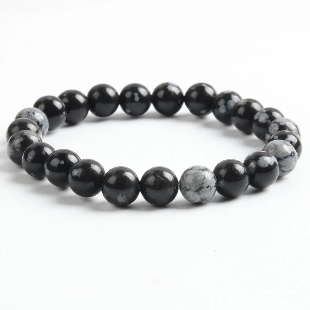 Fashion 8mm Stone Unisex Snowflake Obsidian Bracelets for  Energy Hand  Fashion Jewelry