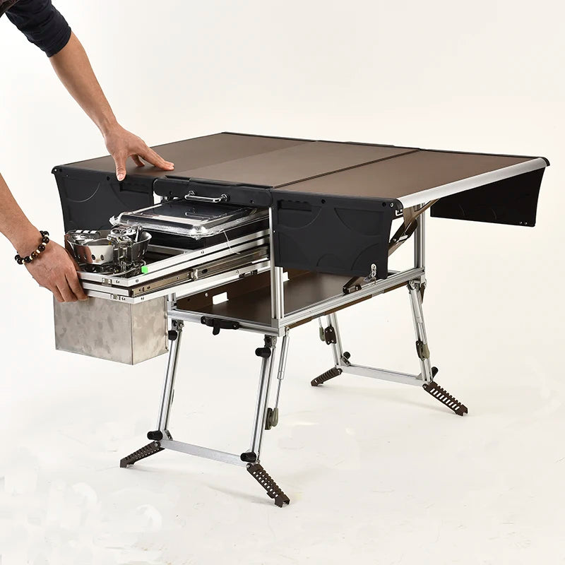 Camp Aluminum Kitchen and Rv Kitchen  Bulin C650-BBQ Outdoor  Equipped Picnic Table Folding Camping Stove Camping Mobile Kitc