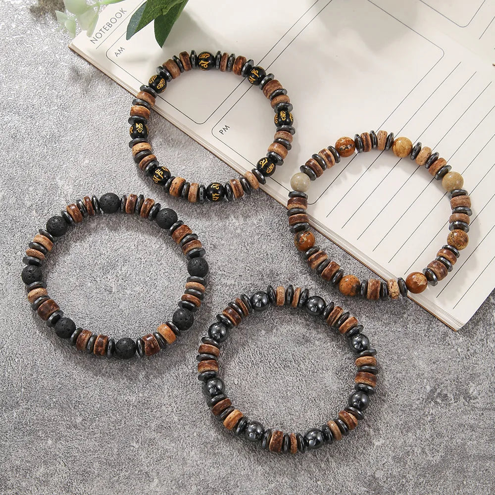 2024 New Custom Fashion Men Natural Stone Jewelry Bracelets Wholesale Adjustable Beaded Bracelet