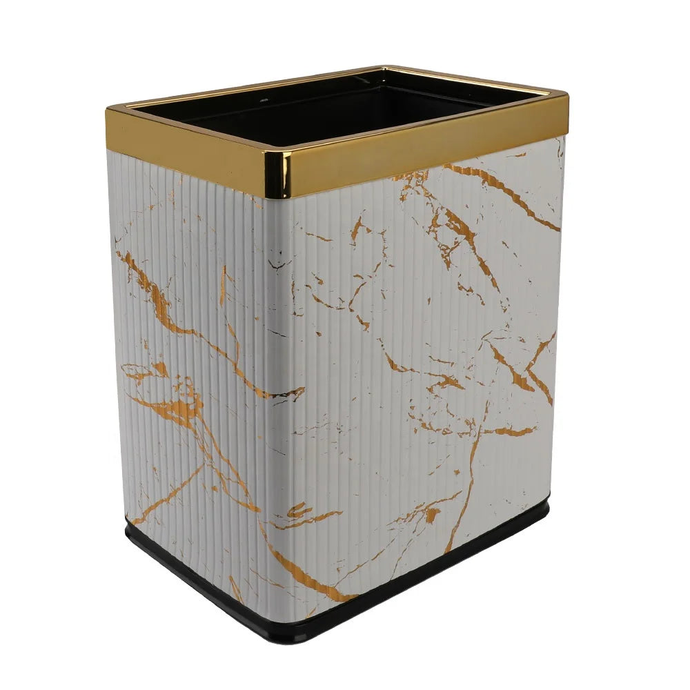 2024 Factory New Luxury Double 2.6 Gallon Black Stainless Steel Leather Open Top Fire-Proof Eco-Friendly Home Trash Can