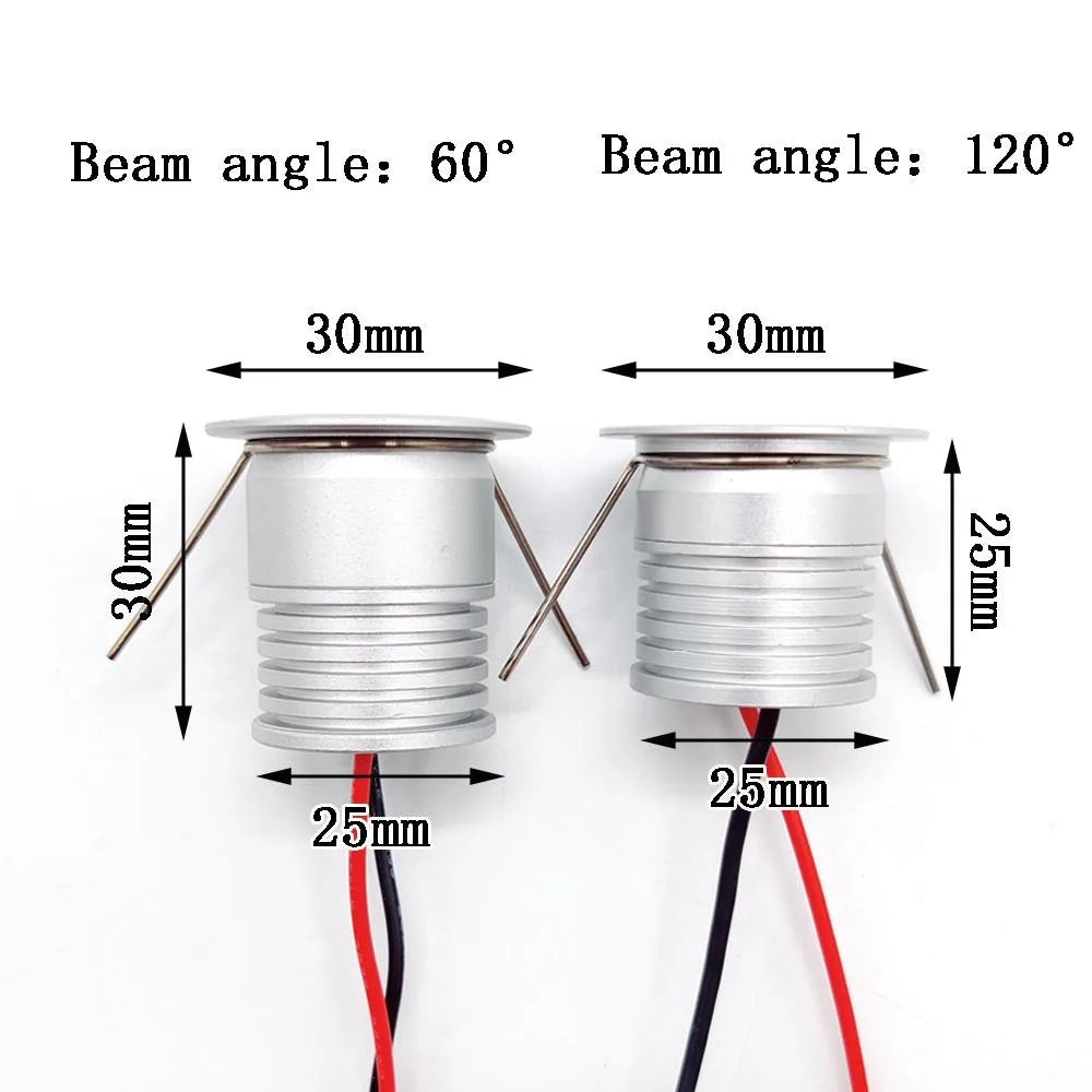 Mini Led Ceiling Lighting DC3V Aluminum Cabinet Light 1W Mini LED Recessed Spotlight Indoor Downlight
