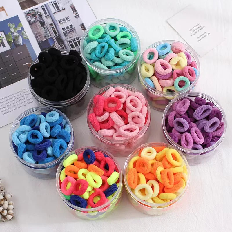 NEW Fashion 100 Pcs/box Candy Color High Elastic Rubber Hair Bands Children's Thumb Hair Tie Baby Cute Small Rubber Band for 