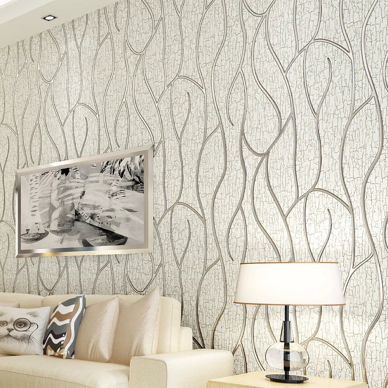 Modern 3D Striped Floral Non-Woven Fireproof Anti-static Waterproof Interior Wallcoating Wallpaper for Living Room Bedroom So