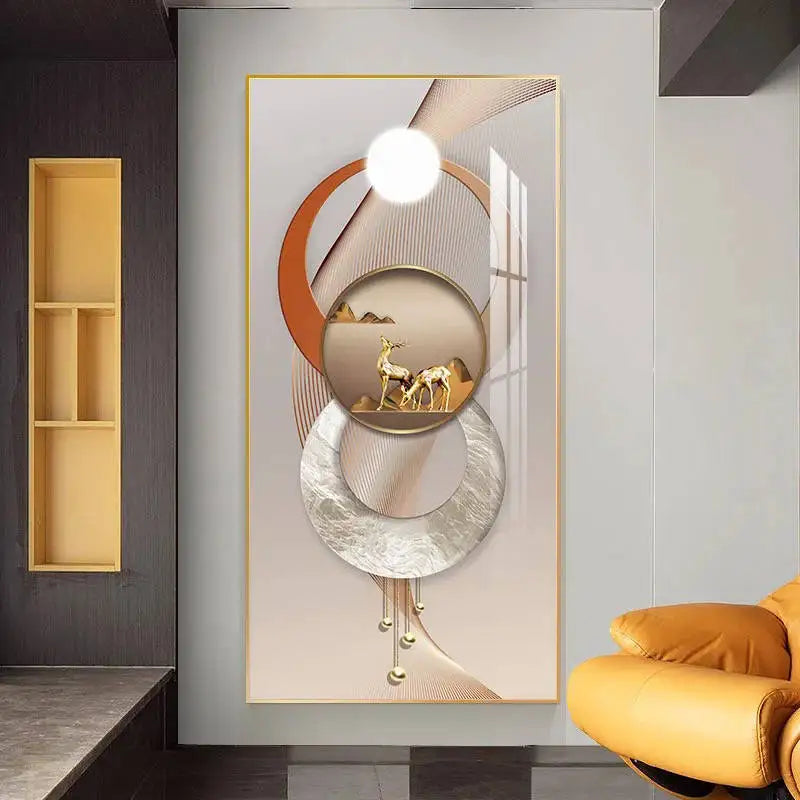 120x60cm  Modern Decorative Crystal Porcelain Wall Painting Art  for Living Room Aluminum Alloy Frame Gallery Hanging Paintin