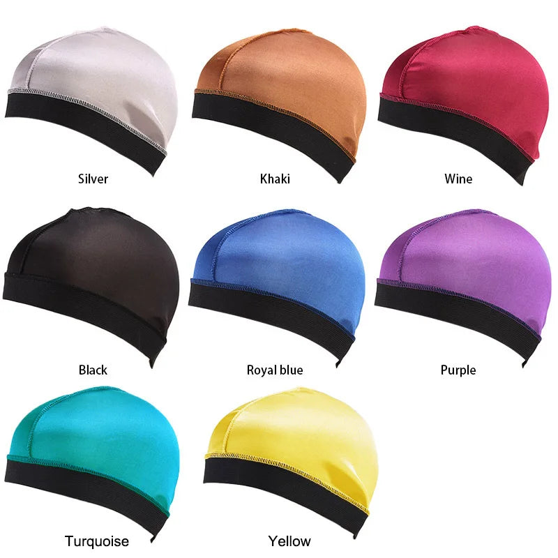 Elastic Spandex Polyester Durag Compression Hair Shower Dome Hat Wig Hat Breathable Men Wave Cap