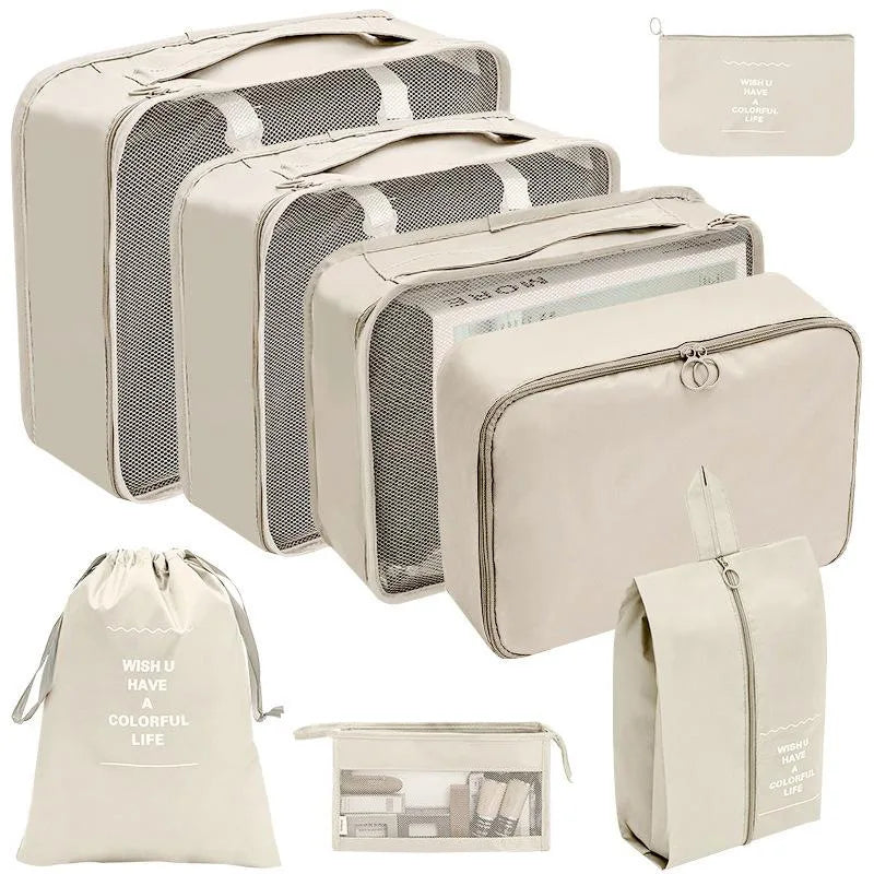 8 Set Fashionable Compressible Zipper Closure Packing Cubes Travel Bag Organizers for Carry Luggage Suitcase Storage-for Trip