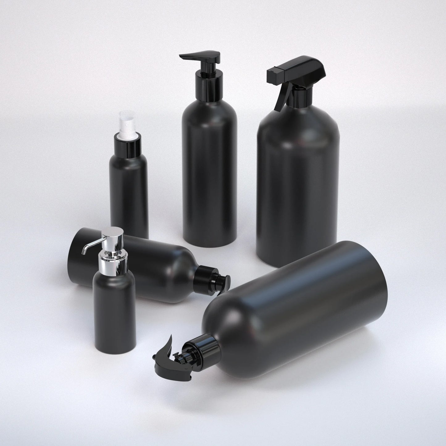 50ml 80ml 100ml 120ml 150ml 200ml 500ml 750ml 1000ml Black Metal Packing Aluminum Pump Bottle for Liquid