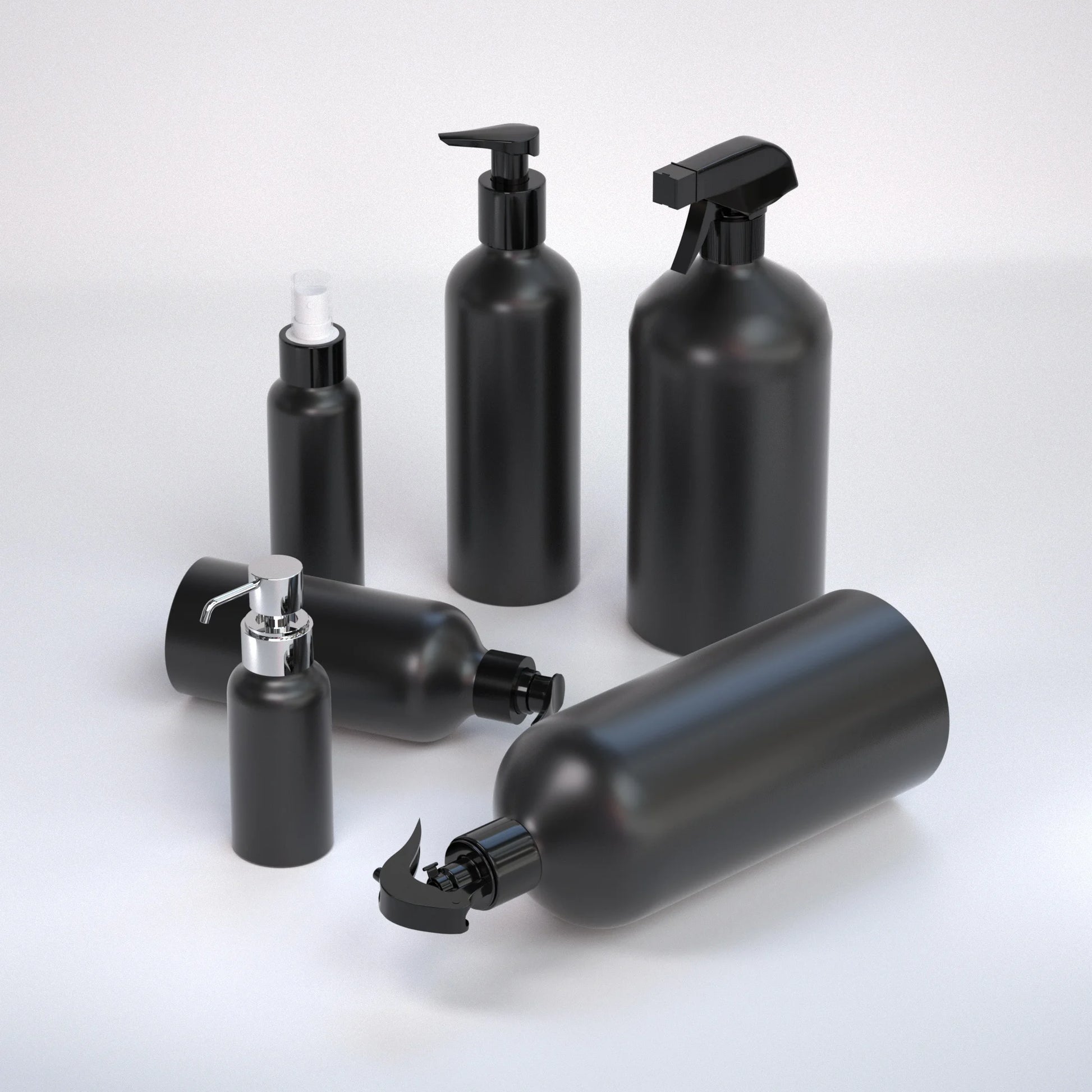 50ml 80ml 100ml 120ml 150ml 200ml 500ml 750ml 1000ml Black Metal Packing Aluminum Pump Bottle for Liquid