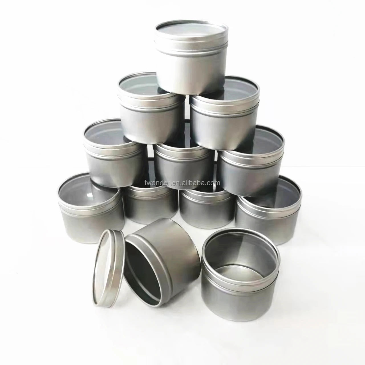 Ready Ship Factory Wholesale Clear Window Food Grade Tinplate Spice Tin Storage for Snack Chocolate Sugar D60xH45mm D90*H20