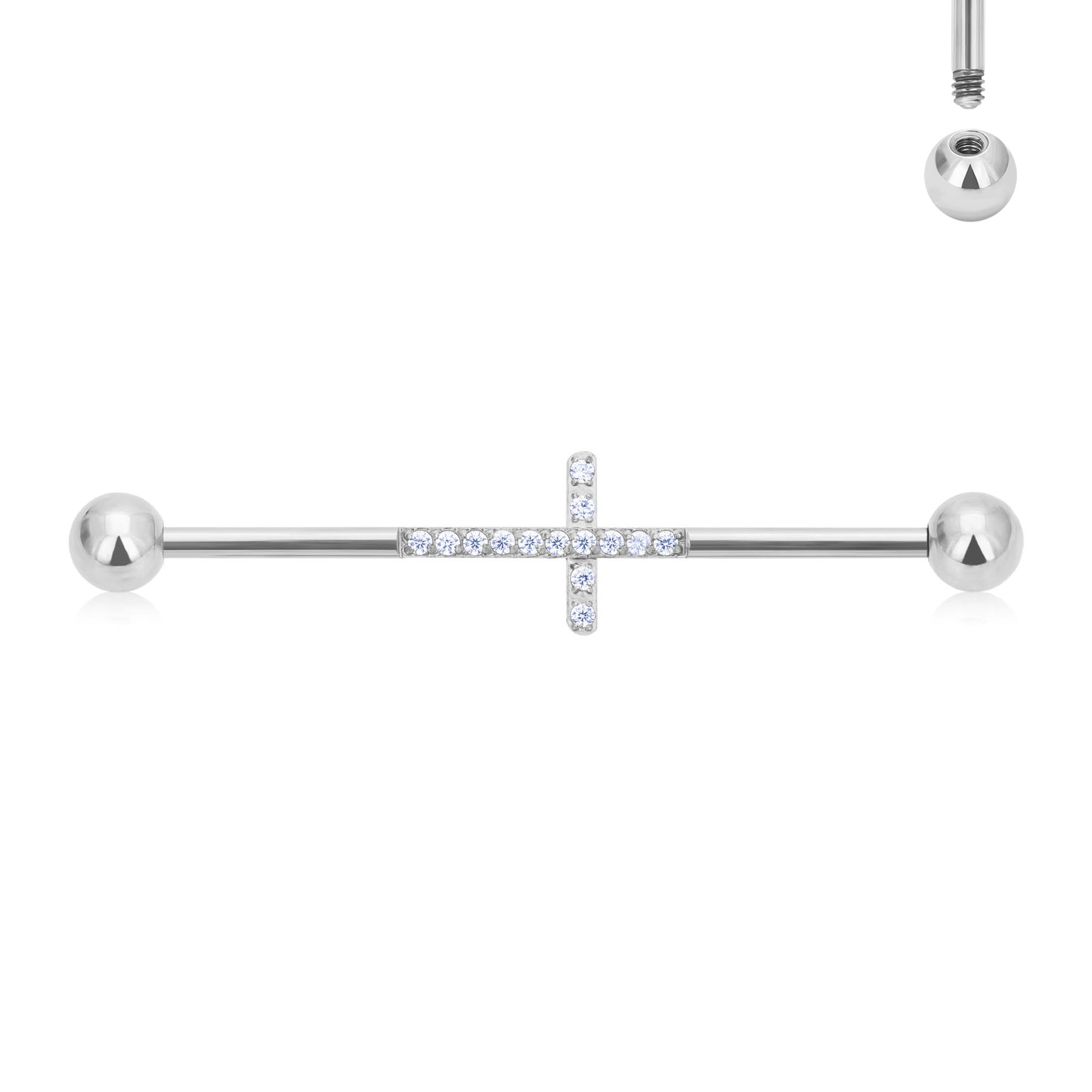 Fashion Children's Ear Piercing Cross Industrial Barbell Titanium 38mm Straight Bar Cartilage Earrings 16G Rose Gold Plated