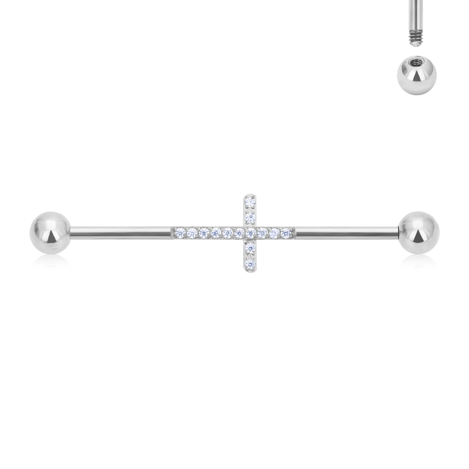 Fashion Children's Ear Piercing Cross Industrial Barbell Titanium 38mm Straight Bar Cartilage Earrings 16G Rose Gold Plated