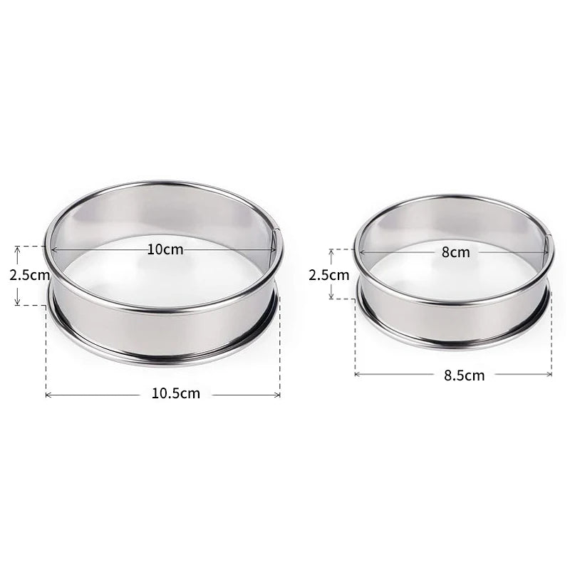 Stainless Steel English Muffin Rings Double Circle Cutter Pie Ring DIY Crumpet Rolled Cookie Tarts Cake Mousse Make Mold