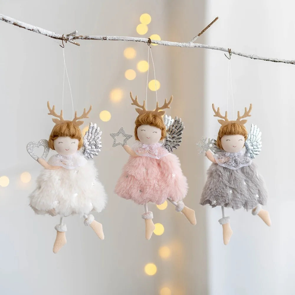 2024 Christmas Decorations Creative New Products Christmas Plush Antlers Angel Girl Pendants Christmas Tree Pendant Decoratio