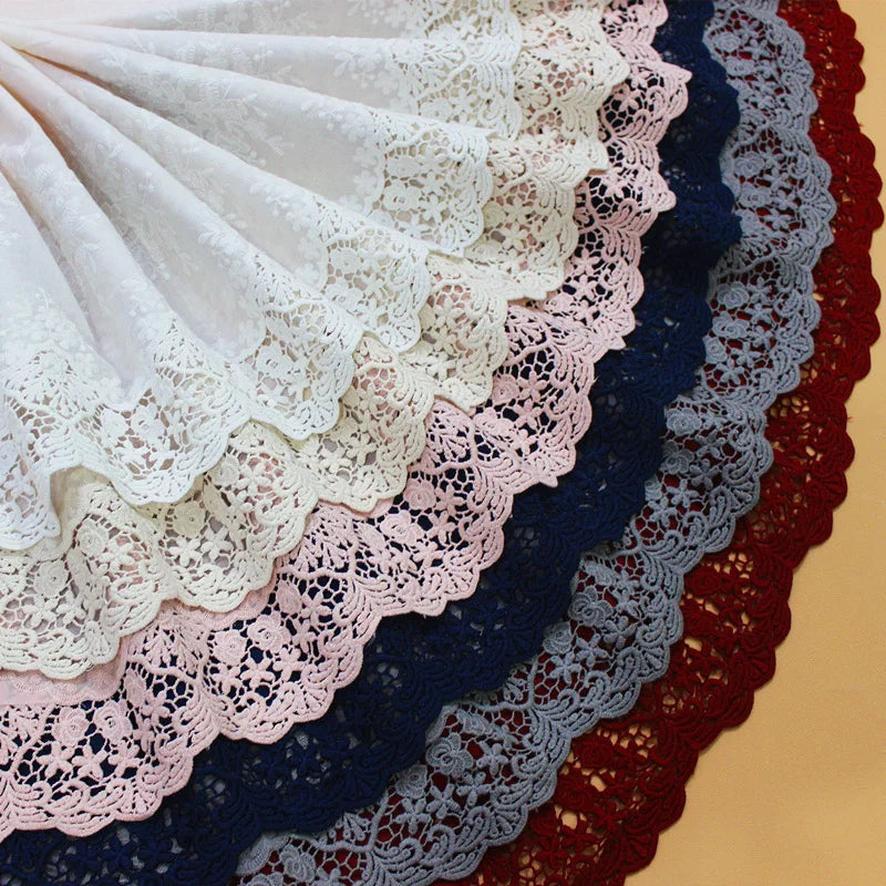 Width 35 cm Ribbon Lace Trimming  New Colorful Cotton Lace Fabric Hollow Out Embroidery Lace Trim for Skirt