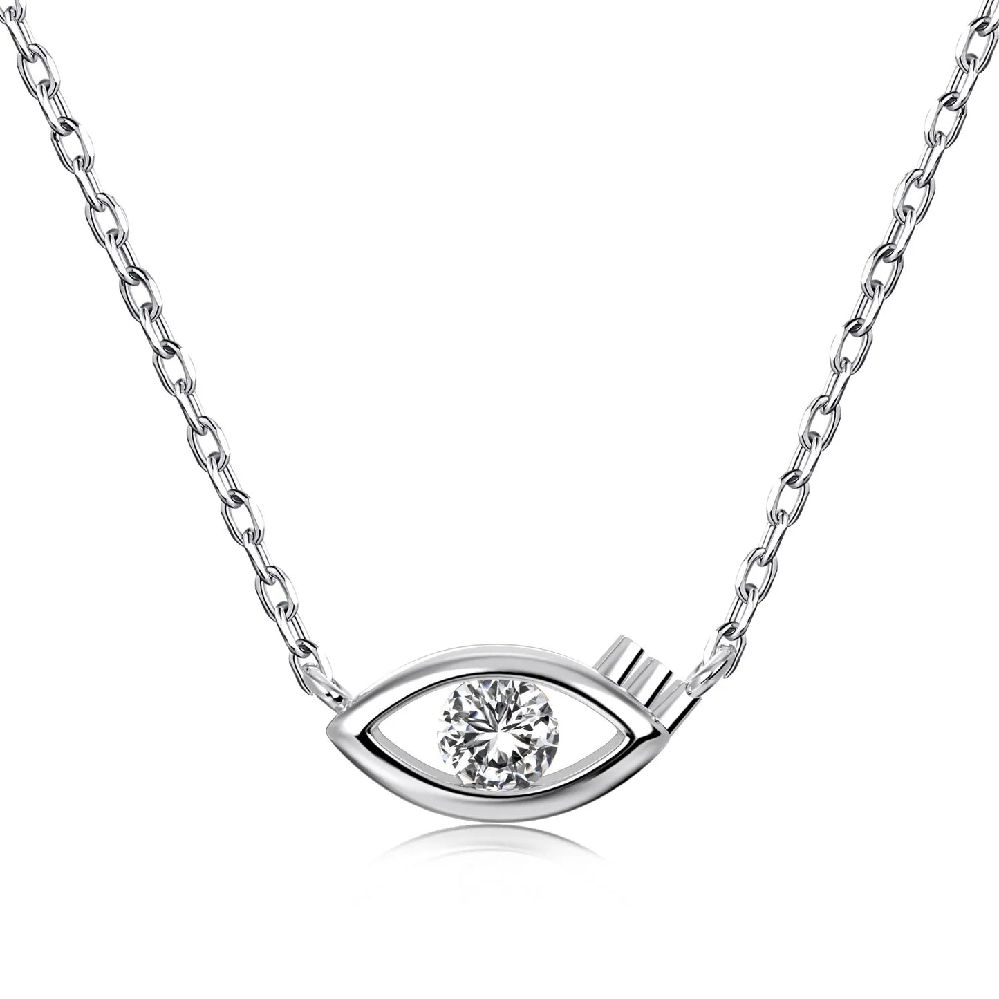 Dylam Dainty Personalized 925 Sterling Silver Hypoallergenic Hollow Eye Shape 5A Diamond Zirconia Jewelry Pendant Necklace