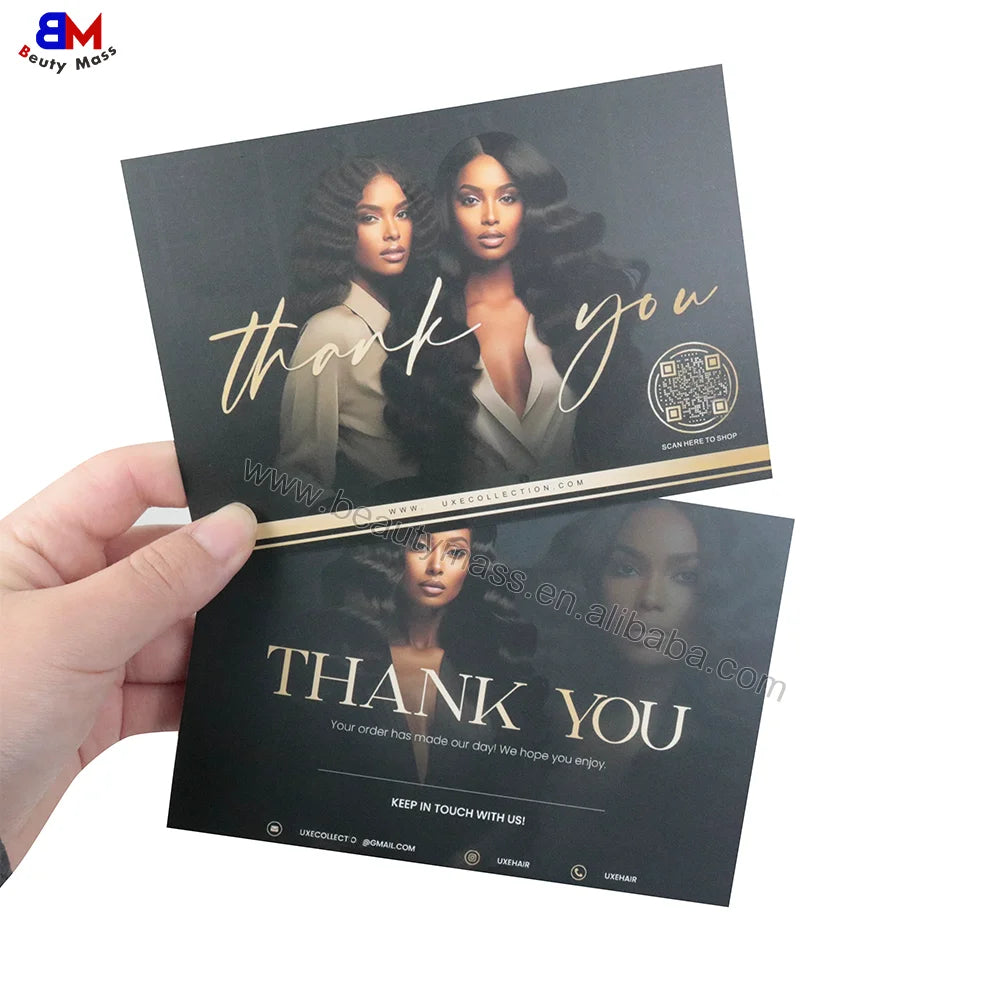 Custom Thank You Card Colorful Printed Glossy Matte Finish Business Paper Thank You Cards for Supporting My Small Business