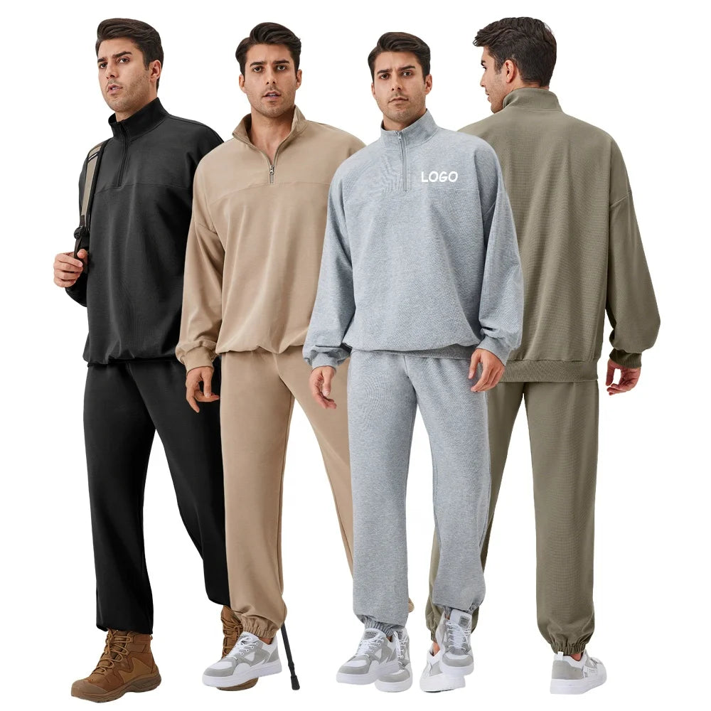 Wholesale Track Suit Clothing Manufacturers Men Suits Plain Casual Sweater Set Polyester Tracksuits for Men Custom