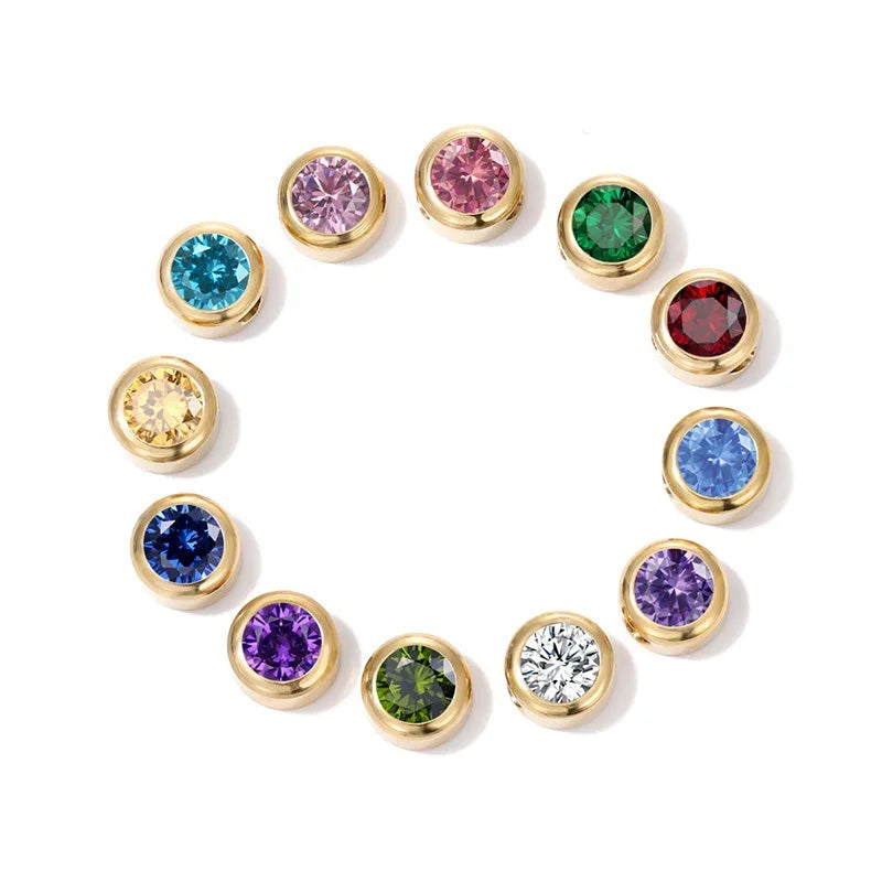 New Arrival Wholesale Stainless Steel Inlaid Zircon Round Pendant Charm for Jewelry Necklace Necklace Anklet Making