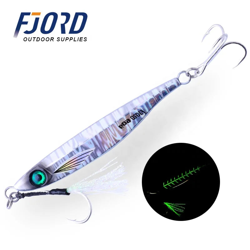 FJORD Customized 40g 60g  Glowing Jig  UV Metal Jigs New Saltwater Jigging Lure for Long Casting