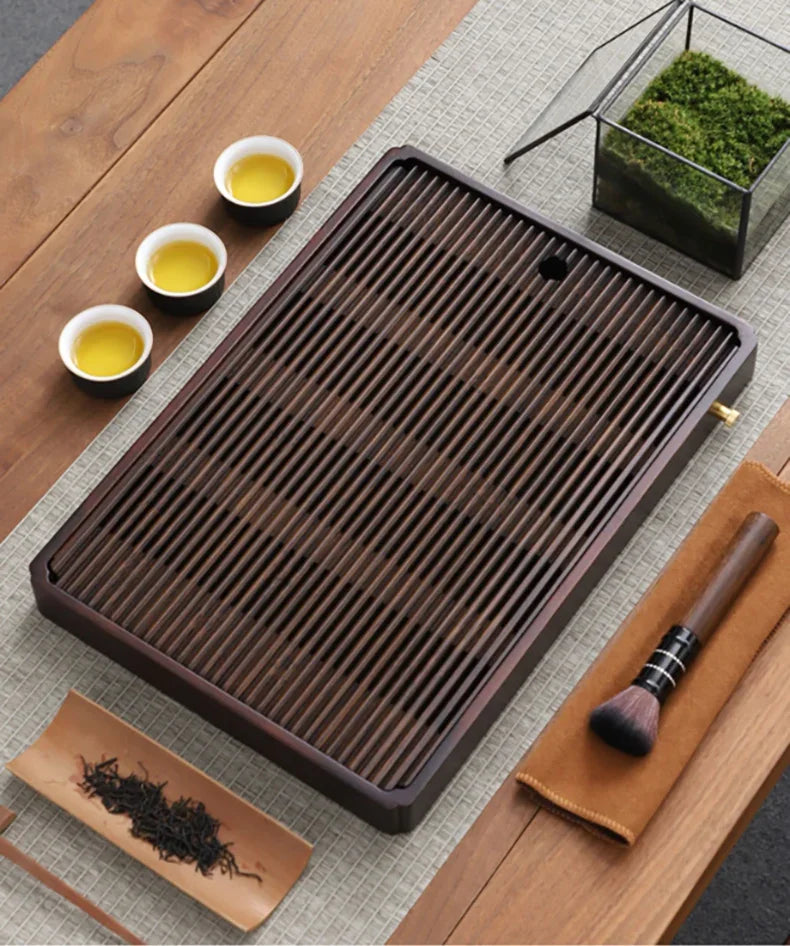 Chinese Natural Bamboo Tea Tray Water Storage Kung Fu Tea Set Simple Rectangular Tea Board