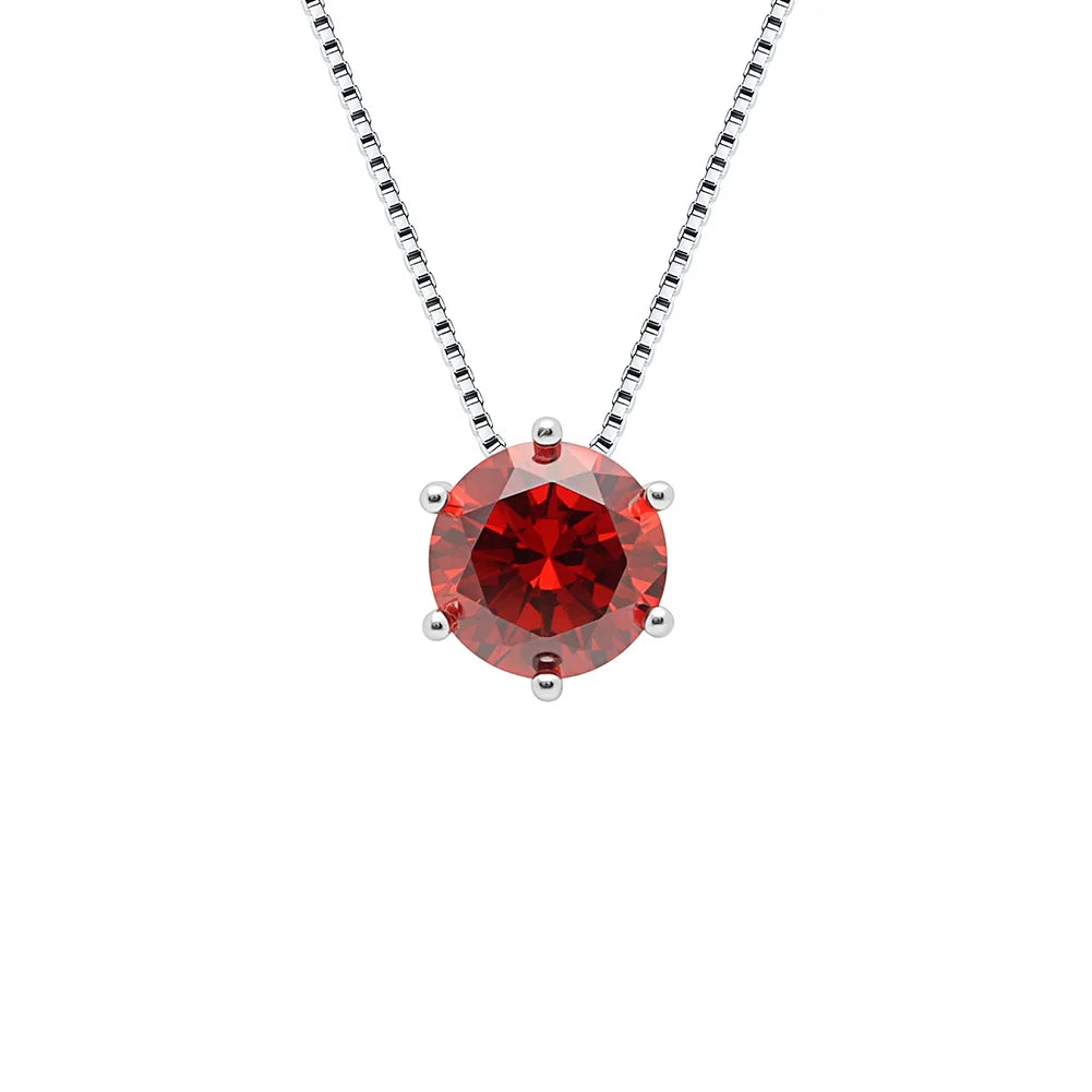 Hainon 925 Sterling Silver Classic Round Colored Zircon Necklace Collarbone Chain