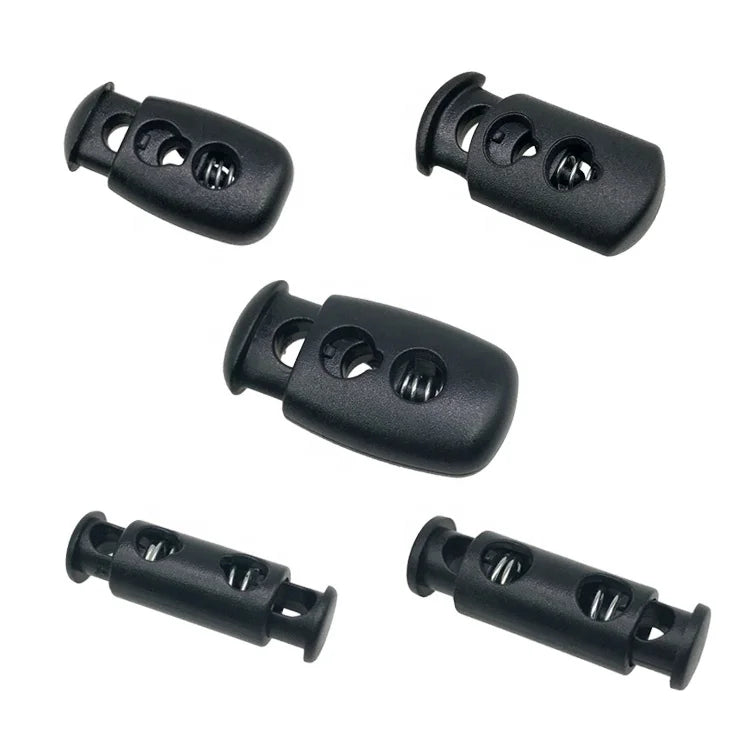 Guanfeng Plastic Black Color Garment Bags Shoes Hats Adjustable Plastic Clothing Spring Cord Stop Toggle Stopper
