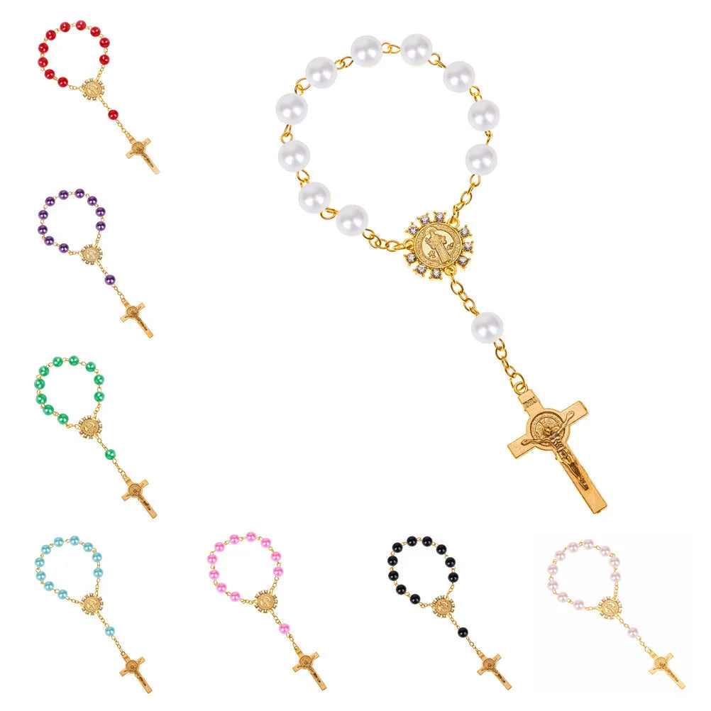 LC202403182 Latest Fashion Cross  for Kids Wholesale Glass Pearl Religious Jewelry Rosaries Classic Christian s