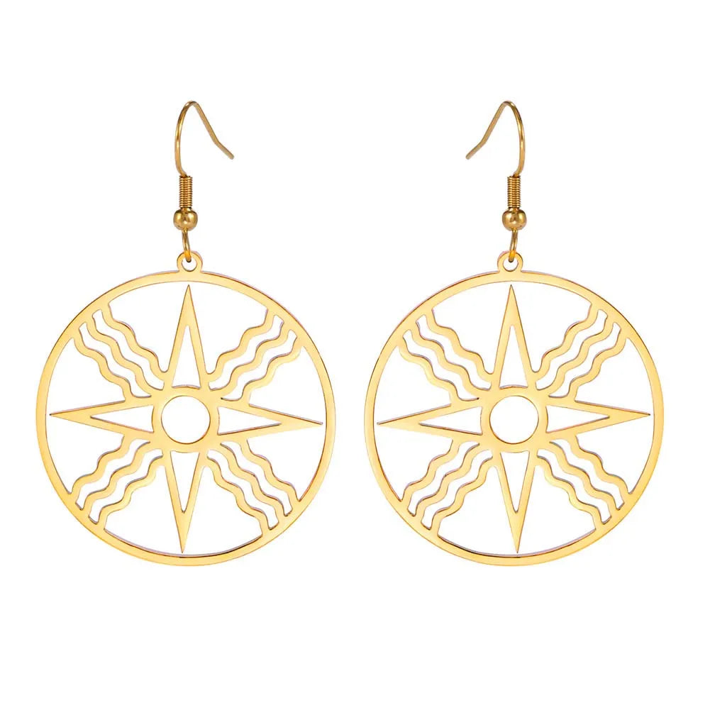 Mesopotamia Assyrian Star Earrings PVD Gold Plated Earrings Stainless Steel Earring Accessories Jewelry