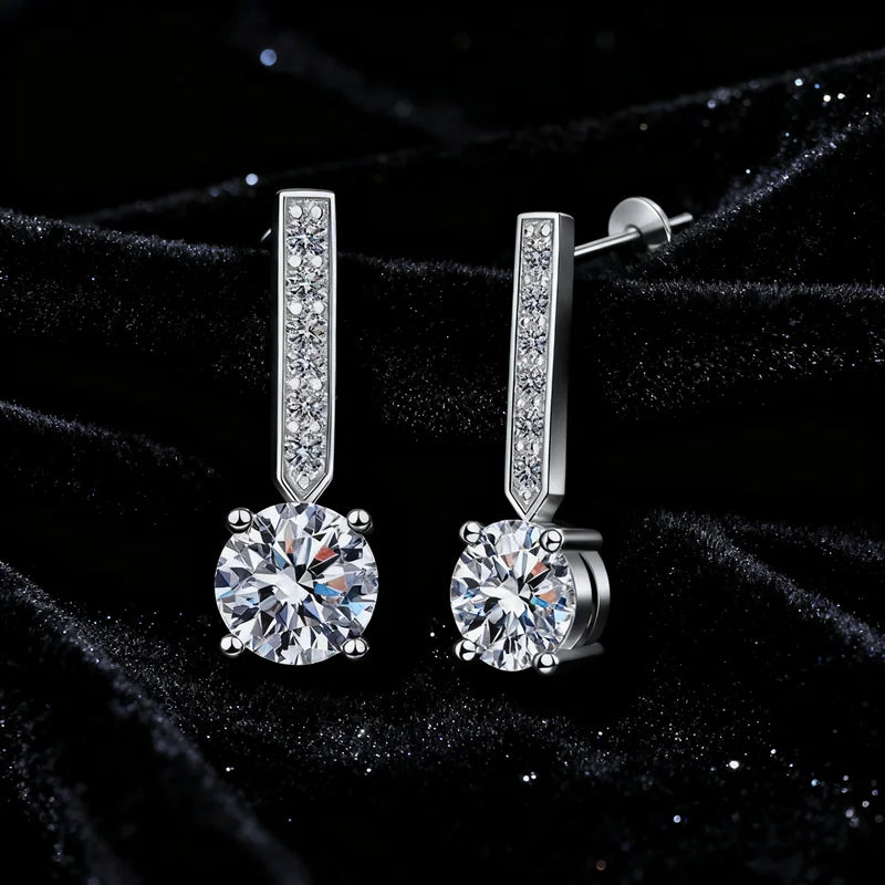 Fashion VVS D Color Moissanite Stud Earrings S925 Sterling Silver Earrings for Women