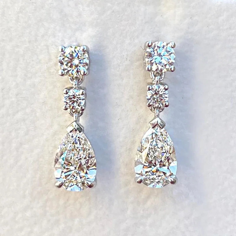 CAOSHI Simple and Elegant Women Earrings Silver Plated Pear Design Imitated Diamond Wedding Fashion Women Drop Earrings Hot-S