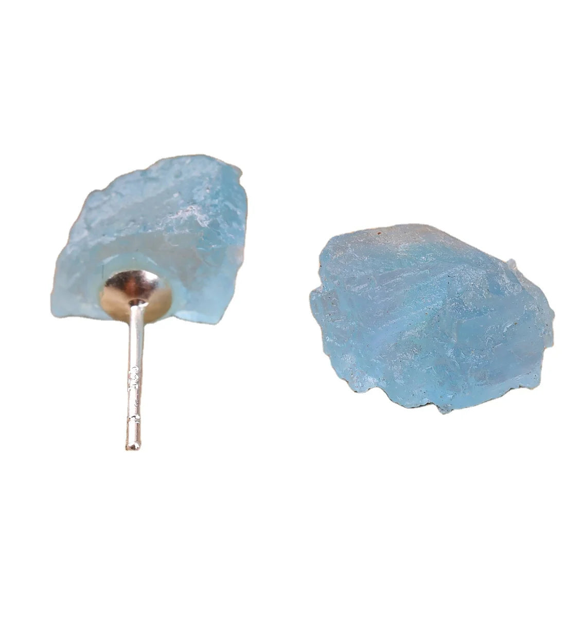 Raw Crystal Sterling Silver Earrings  Healing Natural Stones S925 Stud Earring for Women Wedding Jewelry